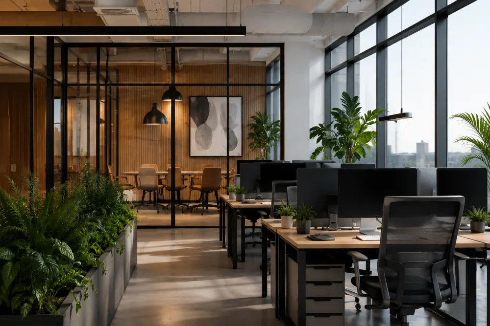 Commercial cleaning in Edinburgh — clean, modern office workspace